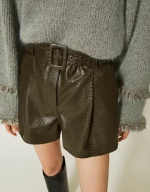 SHORTS WITH CROCO LEATHER TEXTURE TWINSET CLOTHES 9