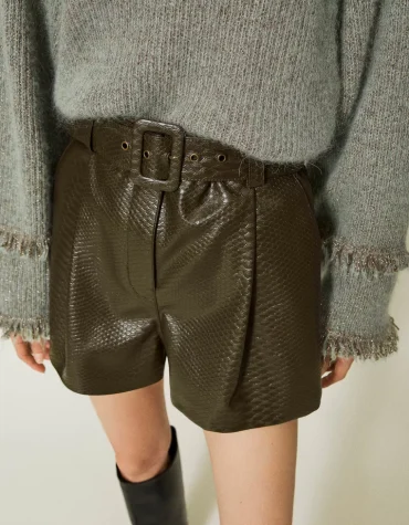 SHORTS WITH CROCO LEATHER TEXTURE TWINSET CLOTHES