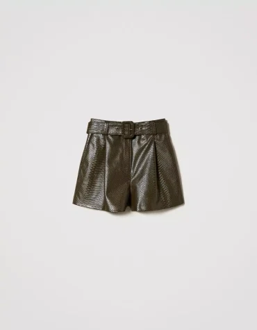 SHORTS WITH CROCO LEATHER TEXTURE TWINSET CLOTHES 2
