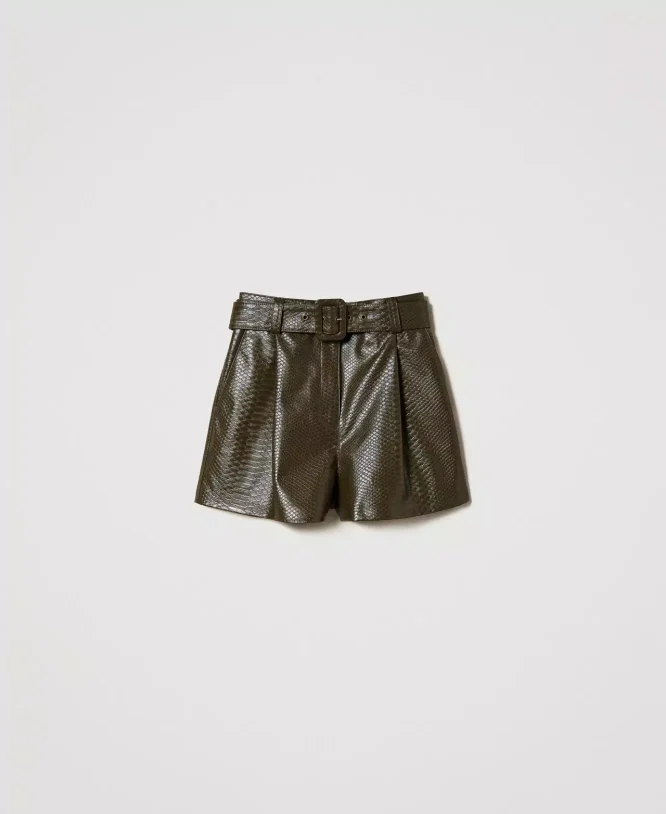SHORTS WITH CROCO LEATHER TEXTURE TWINSET CLOTHES 4