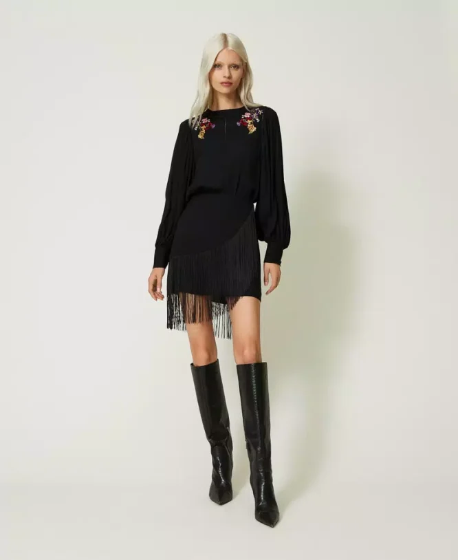 MINI SKIRT WITH FRINGES TWINSET CLOTHES 7
