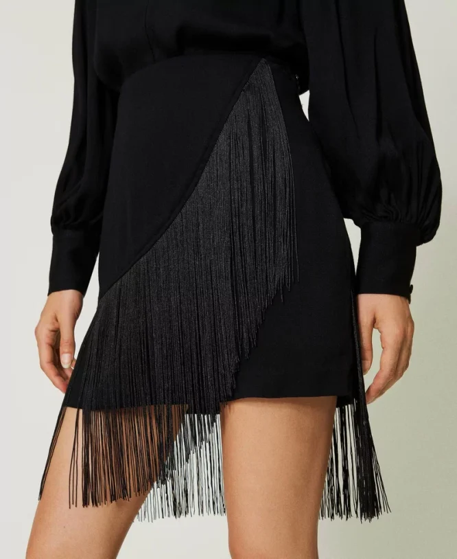 MINI SKIRT WITH FRINGES TWINSET CLOTHES 3