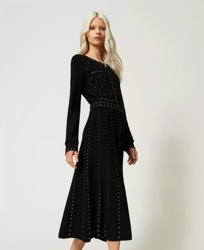 KNIT MIDI SKIRT WITH TWINSET STUD CLOTHES 5