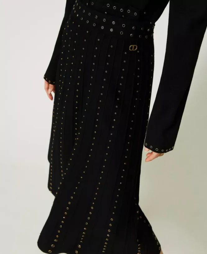 KNIT MIDI SKIRT WITH TWINSET STUD CLOTHES 4