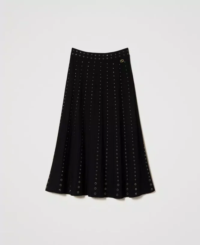 KNIT MIDI SKIRT WITH TWINSET STUD CLOTHES 8
