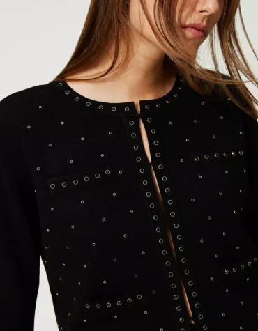 KNIT CARDIGAN WITH STUD TWINSET CARDIGANS 2