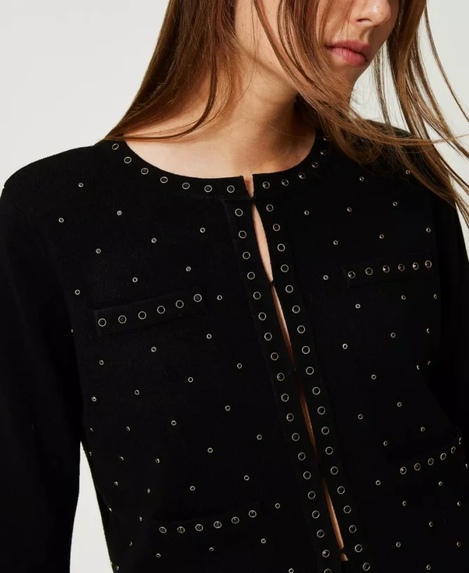 KNIT CARDIGAN WITH STUD TWINSET CARDIGANS 4