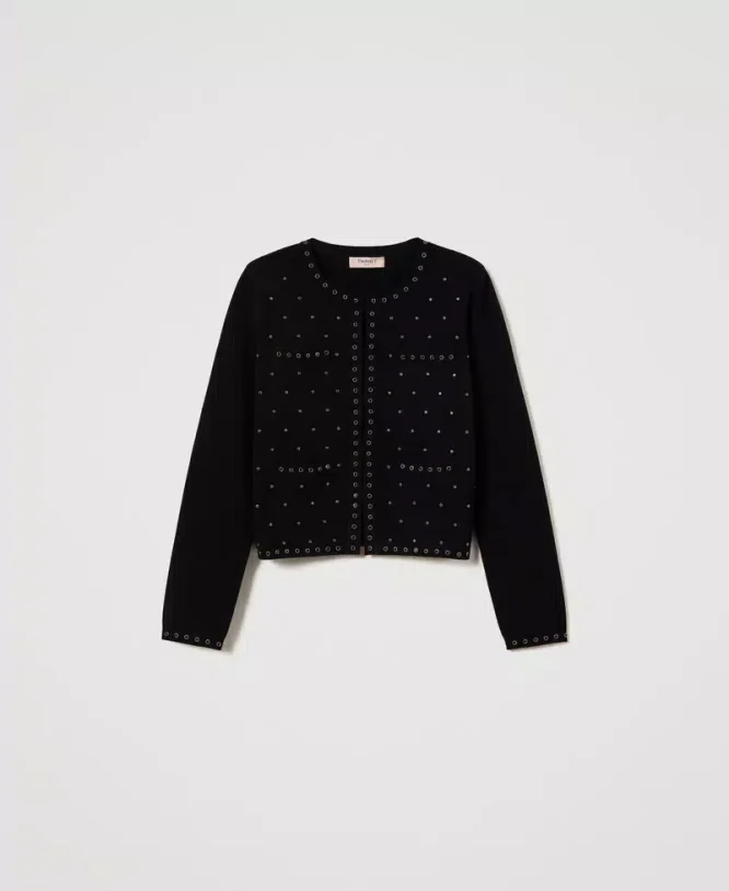 KNIT CARDIGAN WITH STUD TWINSET CARDIGANS 7