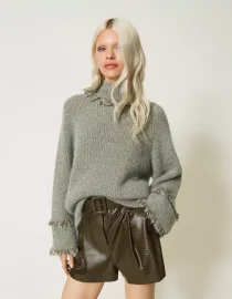 MID SKIRT WITH CROQUE LEATHER TEXTURE TWINSET CLOTHES
