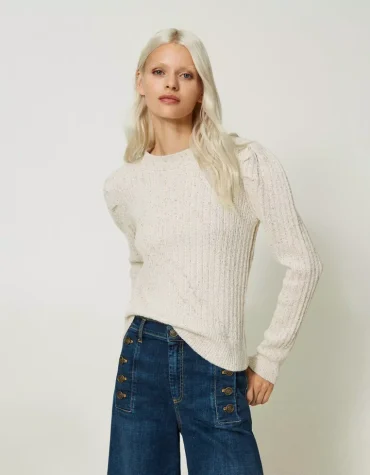 KNIT T-SHIRT WITH LUREX AND SEQUINS TWINSET BLOUSES