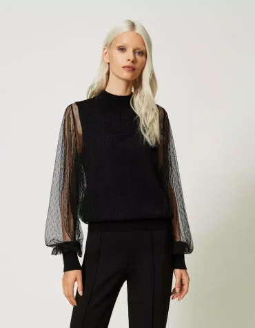 KNITTED TULLE BLOUSE TWINSET BLOUSES
