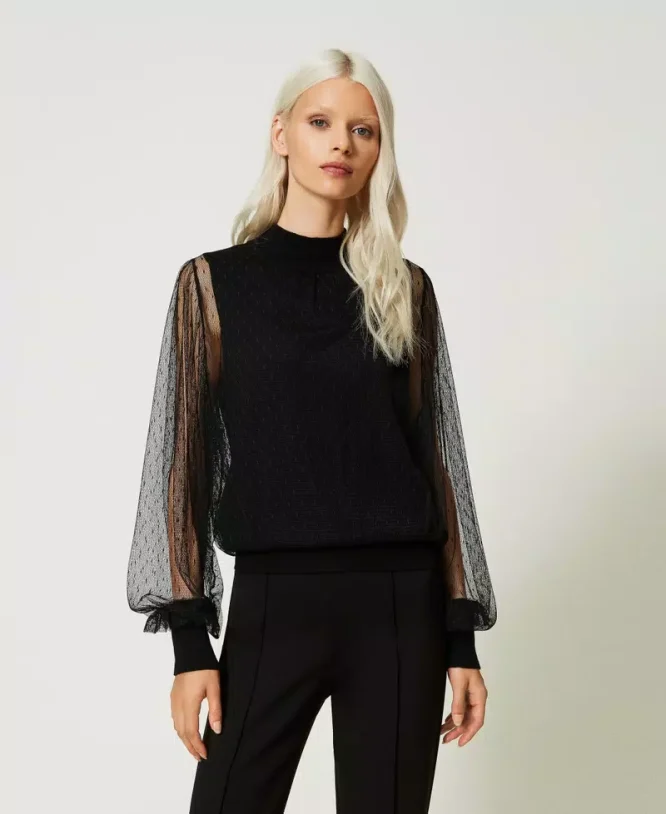 KNITTED TULLE BLOUSE TWINSET BLOUSES 3