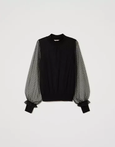 KNITTED TULLE BLOUSE TWINSET BLOUSES 2