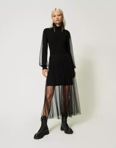 TULLE AND KNITTED DRESS TWINSET CLOTHES