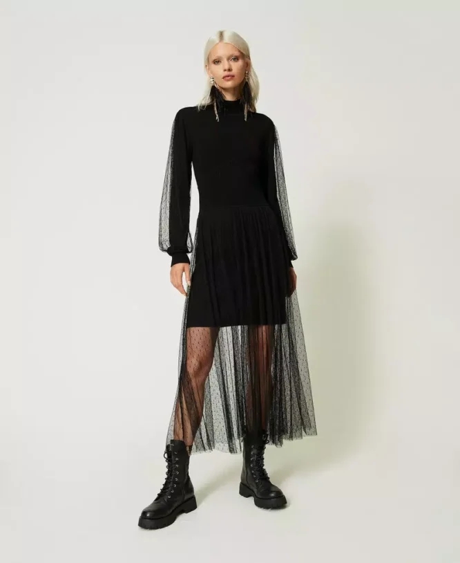 TULLE AND KNITTED DRESS TWINSET CLOTHES 3