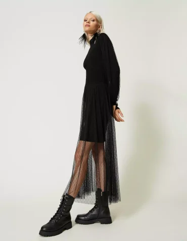 TULLE AND KNITTED DRESS TWINSET CLOTHES 2