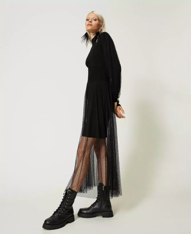 TULLE AND KNITTED DRESS TWINSET CLOTHES 4
