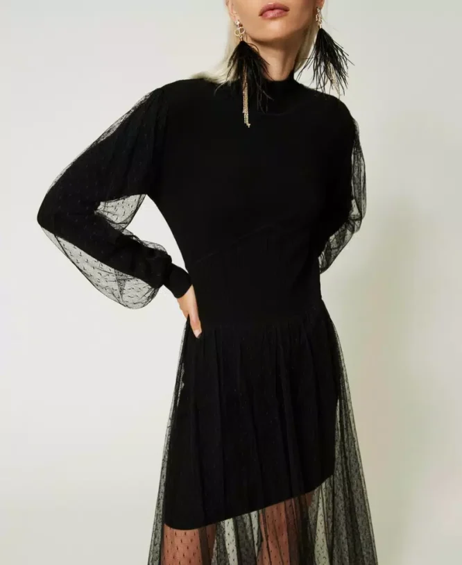 TULLE AND KNITTED DRESS TWINSET CLOTHES 6