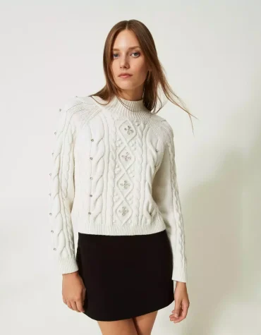 WOOL BLOUSE WITH EMBROIDERY TWINSET BLOUSES