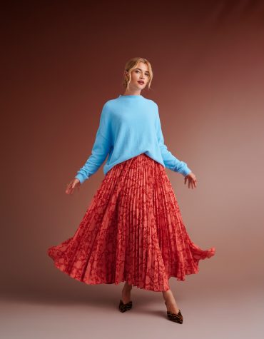 CARMELINA LOVED ONES PLEATED SKIRT (PINK BORDEAUX) KARAVAN CLOTHES