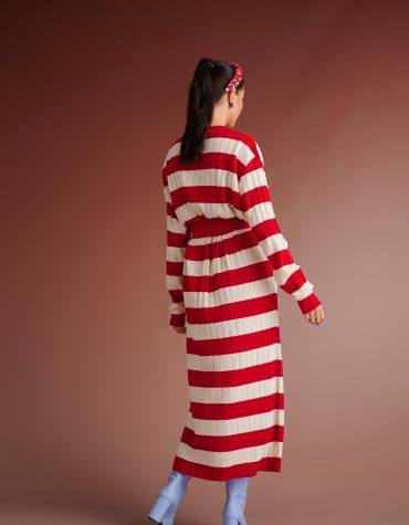 WESTIN KNIT LONG STRIPE DRESS (IVORY RED) KARAVAN CLOTHES 2