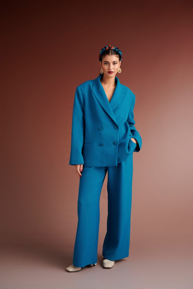 PEYTON PIED DE POULE BLAZER (PETROL) KARAVAN CLOTHES 3