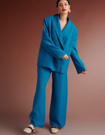 PERRY PIED DE POULE PLEATED PANTS (PETROL) KARAVAN CLOTHES