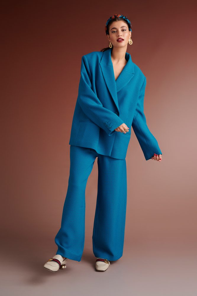 PERRY PIED DE POULE PLEATED PANTS (PETROL) KARAVAN CLOTHES 3