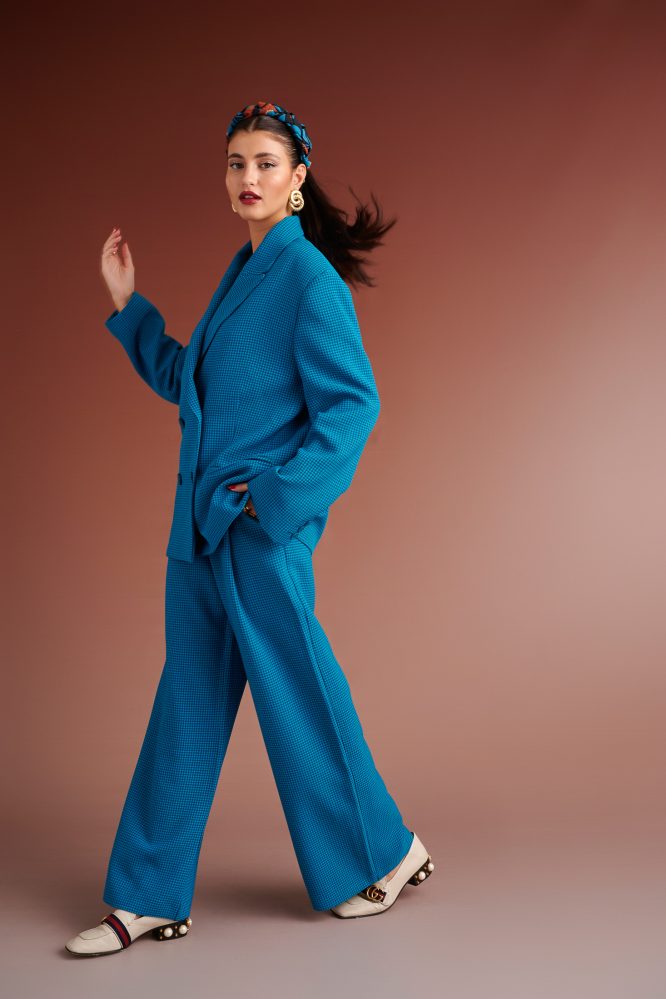 PERRY PIED DE POULE PLEATED PANTS (PETROL) KARAVAN CLOTHES 6