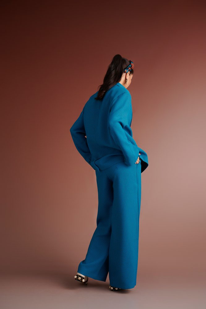 PERRY PIED DE POULE PLEATED PANTS (PETROL) KARAVAN CLOTHES 4