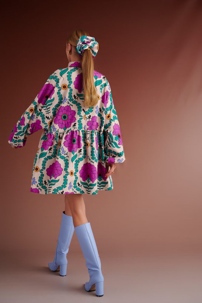LEVANDER ΜΙΝΙ SWEATσSHIRT OVERSIZED DRESS ( IVORY/PURPLE ) KARAVAN CLOTHES 14