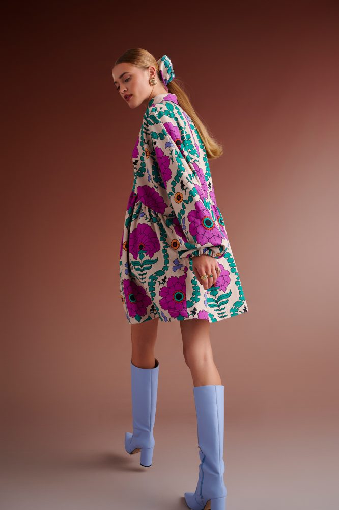 LEVANDER ΜΙΝΙ SWEATσSHIRT OVERSIZED DRESS ( IVORY/PURPLE ) KARAVAN CLOTHES 13