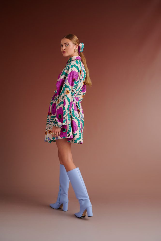 LEVANDER ΜΙΝΙ SWEATσSHIRT OVERSIZED DRESS ( IVORY/PURPLE ) KARAVAN CLOTHES 8