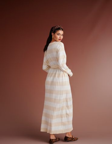 WESTIN KNIT LONG STRIPE DRESS (IVORY WHITE) KARAVAN CLOTHES 2