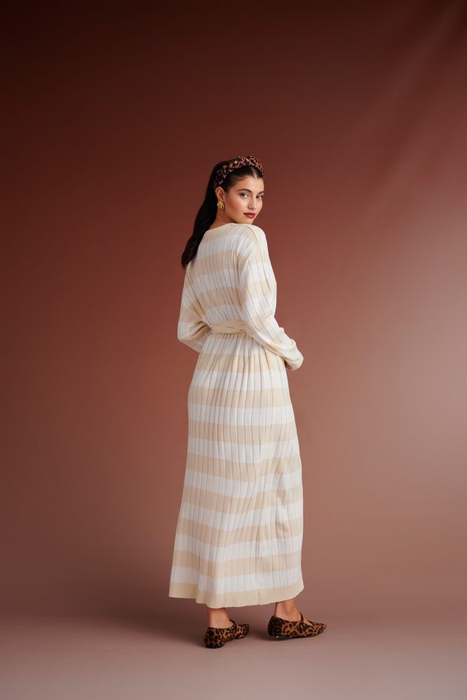 WESTIN KNIT LONG STRIPE DRESS (IVORY WHITE) KARAVAN CLOTHES 4