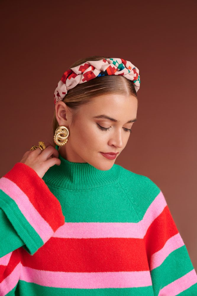 HENRIETTA OVERSIZED KNITTED STRIPED DRESS (RED/PINK/GREEN) KARAVAN CLOTHES 10