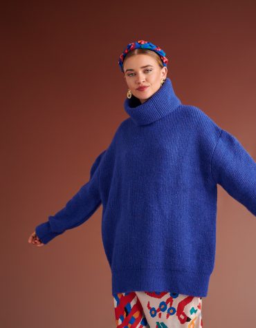 PENNY KNITTED TURTLENECK BLOUSE (COBALT BLUE) KARAVAN BLOUSES