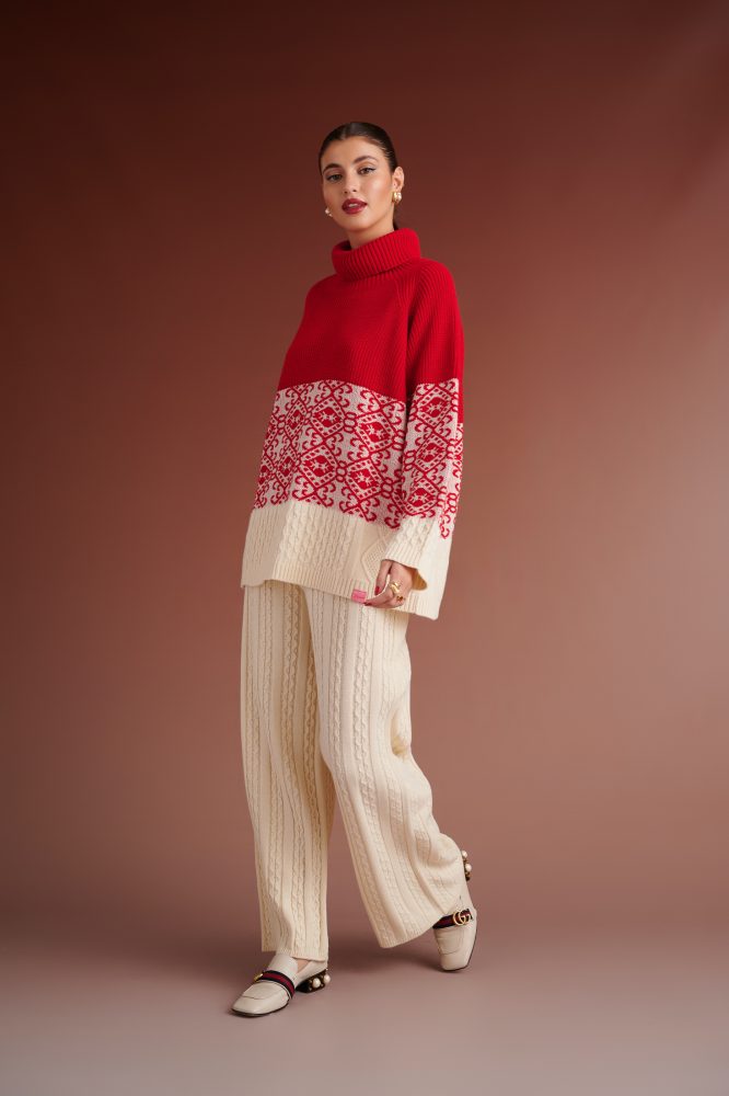 TRAVIS KNIT TROUSERS WITH ELASTIC WAIST ( IVORY) KARAVAN CLOTHES 5