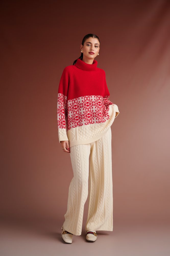 TRAVIS KNIT TROUSERS WITH ELASTIC WAIST ( IVORY) KARAVAN CLOTHES 3