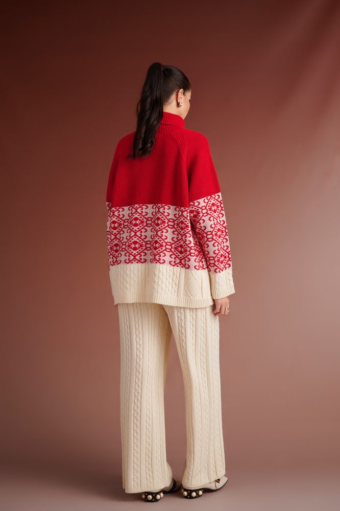 TRAVIS KNIT TROUSERS WITH ELASTIC WAIST ( IVORY) KARAVAN CLOTHES 4
