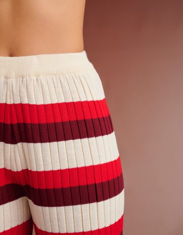 VIOLA STRIPED KNIT PANTS (RED / IVORY / BORDEAUX) KARAVAN CLOTHES 2