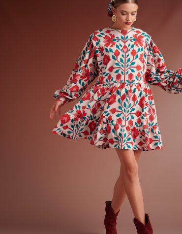 RUBY ΜΙΝΙ SWEATER DRESS OVERSIZED ( IVORY RED) KARAVAN CLOTHES 2