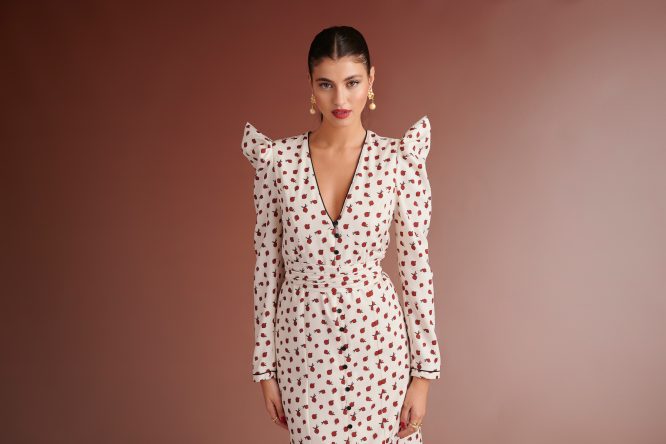 GINNY DRESS WITH POINTED BUFFERED SLEEVES(IVORY) KARAVAN CLOTHES 7