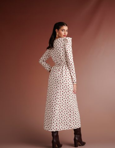 GINNY DRESS WITH POINTED BUFFERED SLEEVES(IVORY) KARAVAN CLOTHES 2