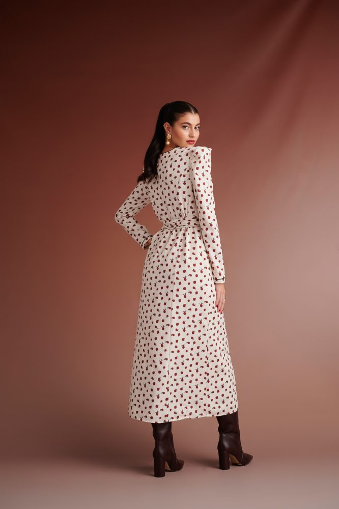 GINNY DRESS WITH POINTED BUFFERED SLEEVES(IVORY) KARAVAN CLOTHES 4