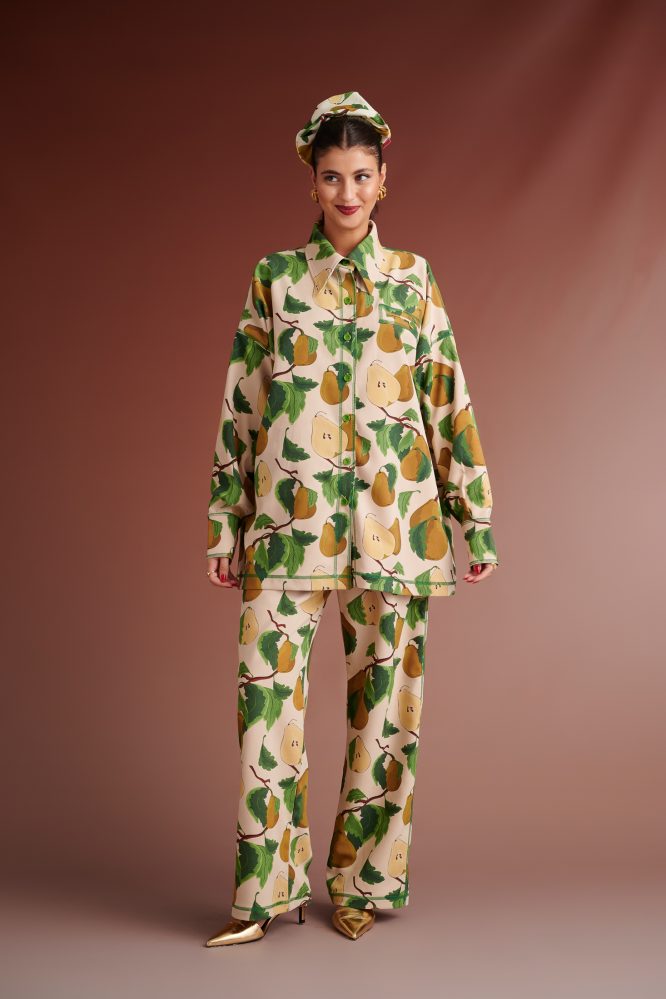NADINE OVERSIZED SHIRT WITH POINTED COLLAR (PEARS) KARAVAN CLOTHES 5