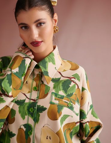 NADINE OVERSIZED SHIRT WITH POINTED COLLAR (PEARS) KARAVAN CLOTHES