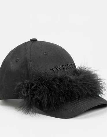 TWINSET FEATHER BASEBALL HAT ACCESSORY