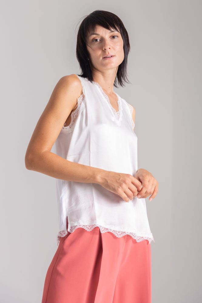 SATIN TOP WITH LACE TWINSET BLOUSES 5