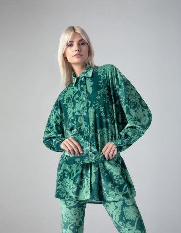JULIA VELVET SHIRT (GREEN) MAMOUSH CLOTHES